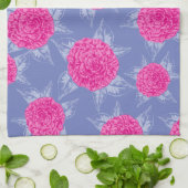 Camellia bloemen en bladeren inktvlek roze blauw theedoek (Gevouwen)
