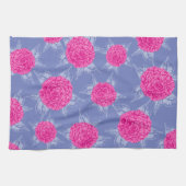 Camellia bloemen en bladeren inktvlek roze blauw theedoek (Horizontaal)