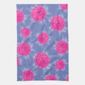 Camellia bloemen en bladeren inktvlek roze blauw theedoek (Verticaal)