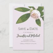 Camellia en groen Eenvoudig Elegant Bewaar de datu Kaart (Voorkant)