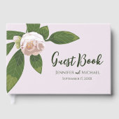 Camellia en groen Eenvoudig elegant gastenboek (Voorkant)