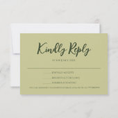 Camellia en groen eenvoudig elegant RSVP kaartje (Achterkant)