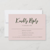 Camellia en groen eenvoudig elegant RSVP kaartje (Achterkant)