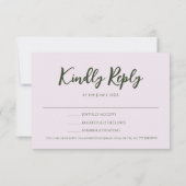 Camellia en groen eenvoudig elegant RSVP kaartje (Achterkant)