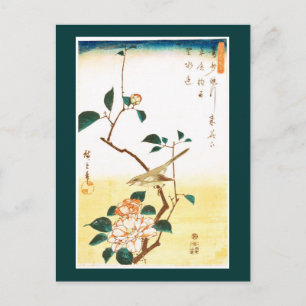 Camellia en Struik Warbler Hiroshige Fine Art Briefkaart