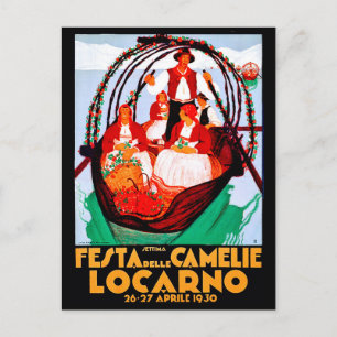 Camellia festival, Locarno, Zwitserland, vintage Briefkaart
