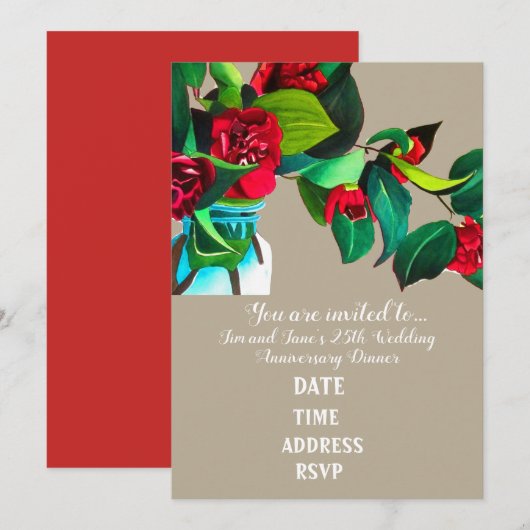 Camellia flower art bruiloft kaart (Voorkant / Achterkant)