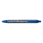 Camellia Flowers Navy Blue Custom Name Zwarte Inkt Pen (Achterkant)