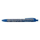 Camellia Flowers Navy Blue Custom Name Zwarte Inkt Pen (Bovenkant)