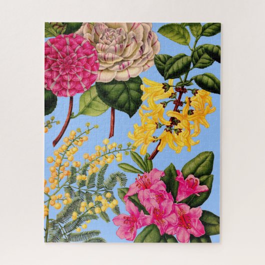 camellia, forsythia, rhododendron en acacia legpuzzel (Verticaal)