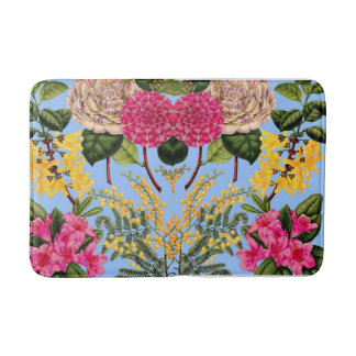 camellia, forsythia, rhododendron en acacia print badmat