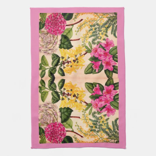 camellia, forsythia, rhododendron en acacia theedoek (Verticaal)