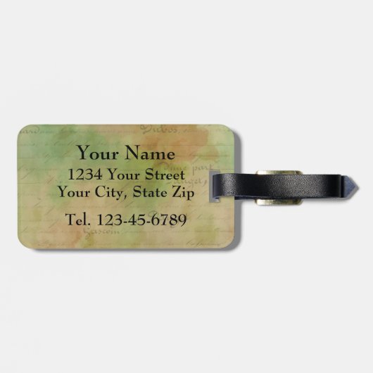  Camellia French Botanical Personalized Bagagelabel (Achterkant horizontaal)