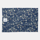 Camellia Garden Navy Blue Monogrammed  Theedoek (Horizontaal)