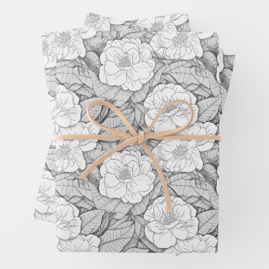 Camellia in zwart-wit inpakpapier vel (In situ)