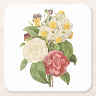 camellia, narcissus, pansy door Redouté Kartonnen Onderzetters