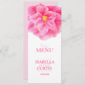 Camellia pink trouwdinermenu menu (Voorkant / Achterkant)