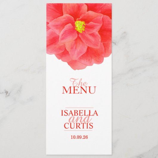 Camellia Red trouwdiner Menu (Voorkant)
