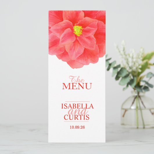 Camellia Red trouwdiner Menu (Staand voorkant)