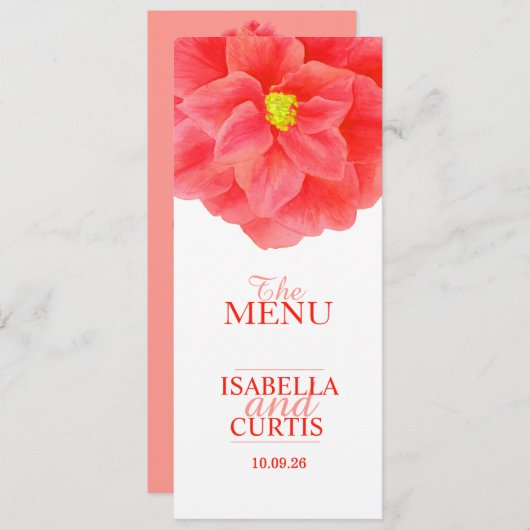 Camellia Red trouwdiner Menu (Voorkant / Achterkant)