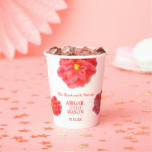 Camellia red waterverf art floral custom bruiloft