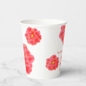 Camellia red waterverf art floral custom bruiloft papieren bekers (Rechts)
