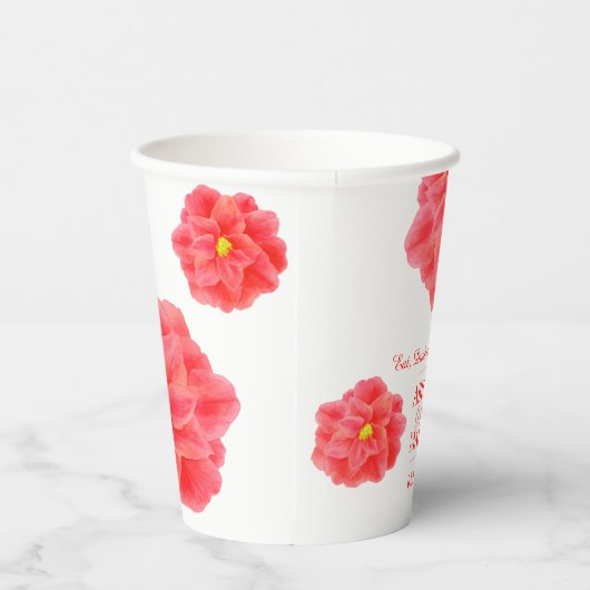 Camellia red waterverf art floral custom bruiloft papieren bekers (Rechts)