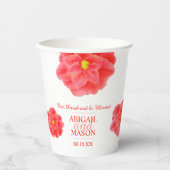 Camellia red waterverf art floral custom bruiloft papieren bekers (Voorkant)