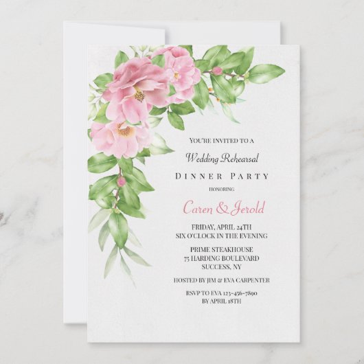 Camellia Rehearsal Dinner Party Kaart (Voorkant)