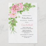 Camellia Rehearsal Dinner Party Kaart<br><div class="desc">Een mooie, waterverf, repetitieve uitnodiging voor een etentje met een zwoerd roze camellia. (Vector gemaakt door lukasdedi - www.freepik.com). De kaart kan eenvoudig worden aangepast met uw tekst, lettertype en lettertypekleur. Niet precies wat je zoekt? Al onze producten kunnen zonder extra kosten op maat worden ontworpen om aan uw behoeften...</div>