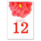 Camellia rode kunst bruiloft tafel nummers kaart (Voorkant)