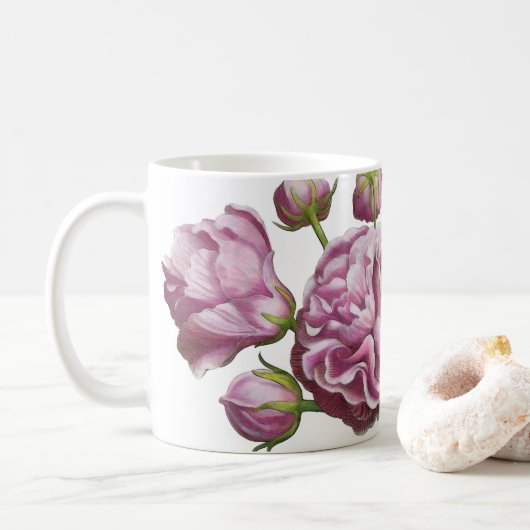 Camellia Roos Garden Flowers Koffiemok (Met donut)