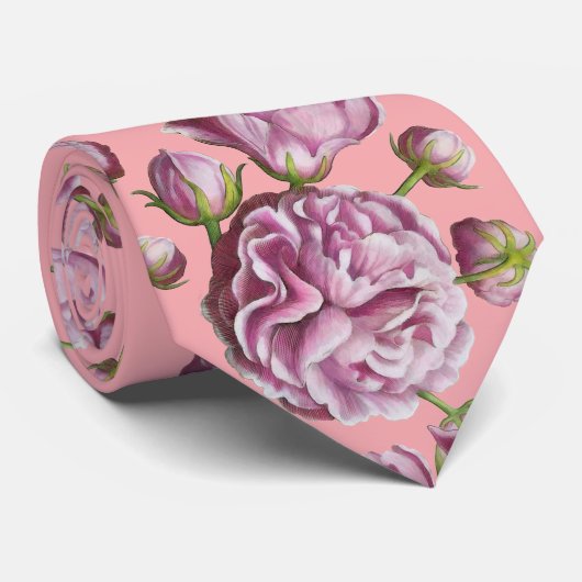 Camellia Roos Garden Flowers Stropdas (Opgerold)