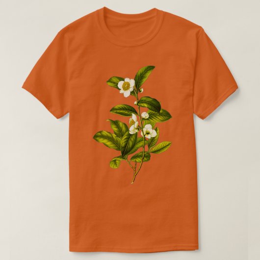 Camellia Sinensis Botanische Thee Plant Illustrati T-shirt (Design voorkant)