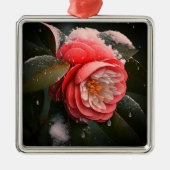 Camellia Square Glass Ornament (Voorkant)