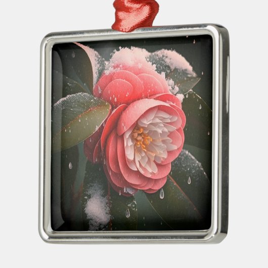 Camellia Square Glass Ornament (Links)