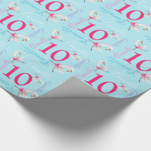 Camellia waterverf balletzwaan 10th birthday wrap cadeaupapier