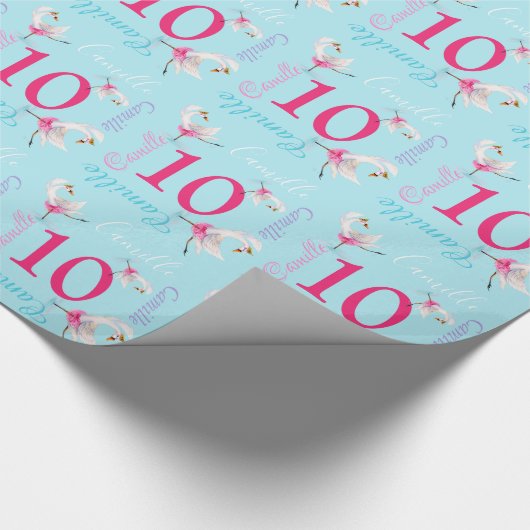 Camellia waterverf balletzwaan 10th birthday wrap cadeaupapier (Hoek)