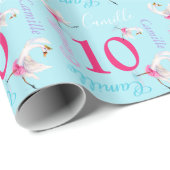 Camellia waterverf balletzwaan 10th birthday wrap cadeaupapier (Rol Hoek)