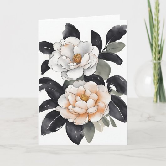 Camellia - Waterverf bloemen Kaart (Voorkant)