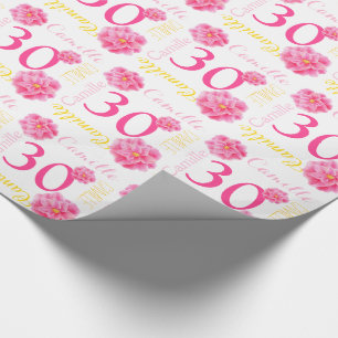 Camellia waterverf flower name 30e verjaardagsomsl cadeaupapier