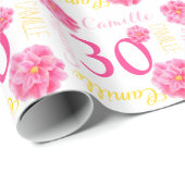 Camellia waterverf flower name 30e verjaardagsomsl cadeaupapier (Rol Hoek)