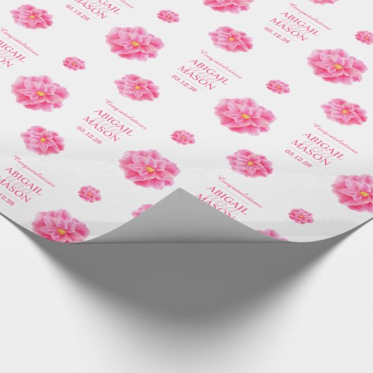 Camellia waterverf flower name bruiloft cadeaupapier (Hoek)