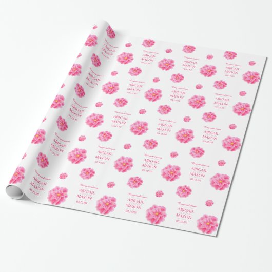 Camellia waterverf flower name bruiloft cadeaupapier (Uitgerold)