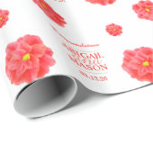 Camellia waterverf flower red white bruiloft cadeaupapier (Rol Hoek)