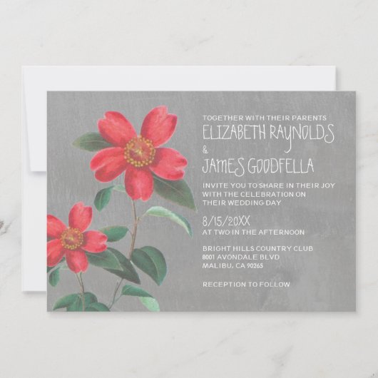 Camellia Wedding Invitations Kaart (Voorkant)
