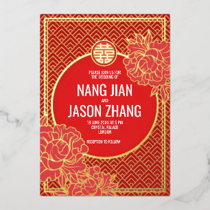 Camellias Dubbelgeluk Folie Uitnodiging