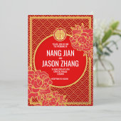 Camellias Dubbelgeluk Folie Uitnodiging (Staand Voorkant)