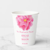 Camellias roze waterverf bloemen aangepaste bruilo papieren bekers (Achterkant)
