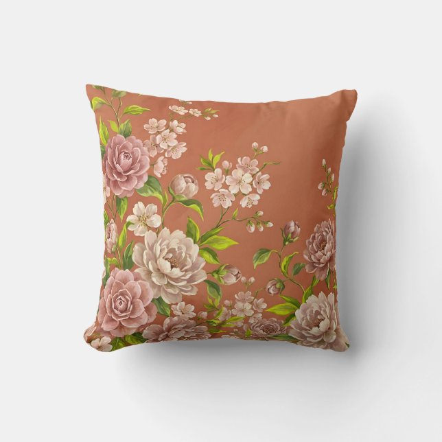 Camellias Stof Roze Kussen Worp Kunst Impressionis (Voorkant)